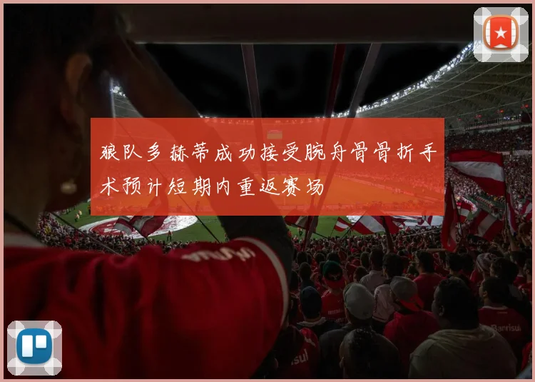 狼队多赫蒂成功接受腕舟骨骨折手术预计短期内重返赛场